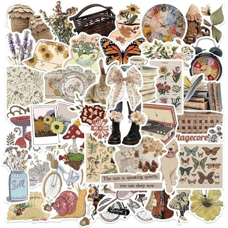 Paket med 50 klistermärken, stickers, klistermärken, scrapbooking, estetik, laptop, telefon, mugg, resväska