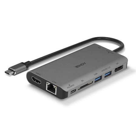 Lindy 43323 notebook dock/port replicator Wired USB 3.2 Gen 1 (3.1 Gen 1) Type-C Black, Grey