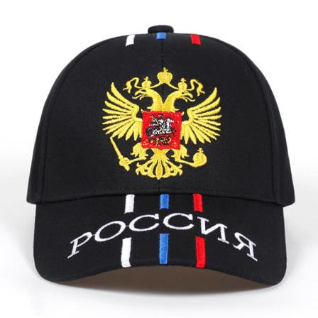 Bomuld udendørs baseballkasket russisk emblem Broderi Mode Sportshatte til mænd og kvinder Patriot-kasketter Sort