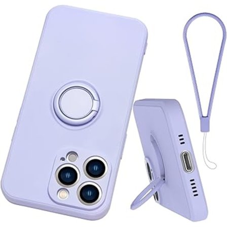 Silikone mobilcover med ringholder til iPhone 11 Pro Max, 360° beskyttelsesetui med håndrem, understøtter magnetisk bilholder
