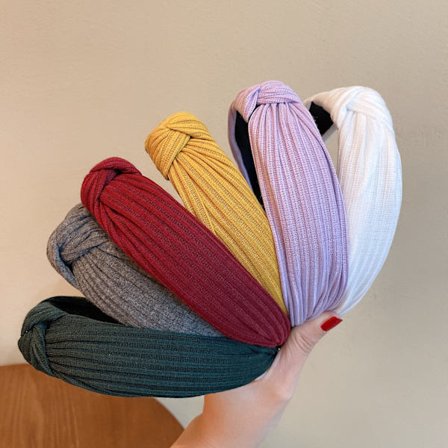 Hårbøjler til Kvinder, 6-pak Stof Hårbånd, Bred Ensfarvet Hårbøjle Elastisk Hår Wrap Søde Knude Hår Accessories til Kvinder og Piger