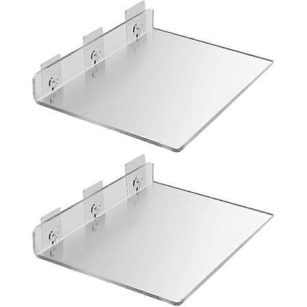 Flytande Hyllor Set om 2 - Utöka Väggyta Enkelt - Akryl Liten Vägghylla för Sovrum, Badrum, Spelrum, Vardagsrum, Kontor (20*20cm)