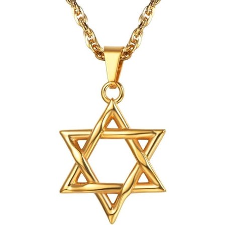 Davidsstjerne vedhæng, rustfrit stål, lang halskæde, egnet til fritid/fester/begivenheder sort sort