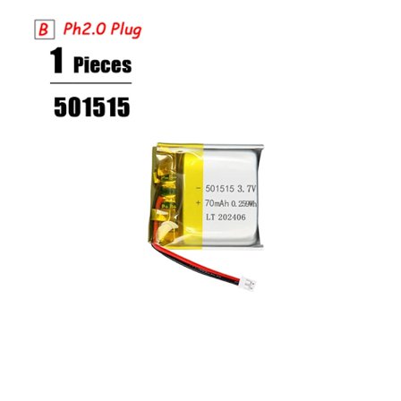 3,7V Lipo-akku Ph2.0-pistoke Ladattava litiumakku 3,7V PS4-kostuttimille GPS-navigointi Bluetooth-kaiutin MP3 MP4