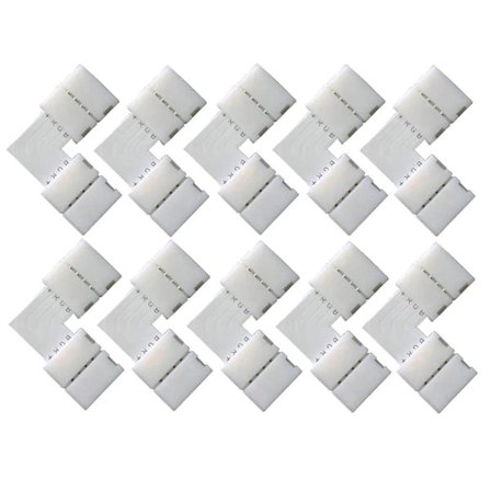 Uppgradera L Shape 4Pin LED- Strip Connector RGB- 10st för 10mm 90° rät vinkel