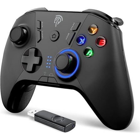Trådlös spelkontroll för Windows PC/Steam Deck/PS3/Android TV BOX, Dual Vibration Plug & Play Gamepad med 4 anpassningsbara knappar för Nintendo 