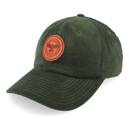 Vikings - Grön unconstructed Keps - Raven Viking Heritage Cord Dark Olive Dad Cap @ Hatstore