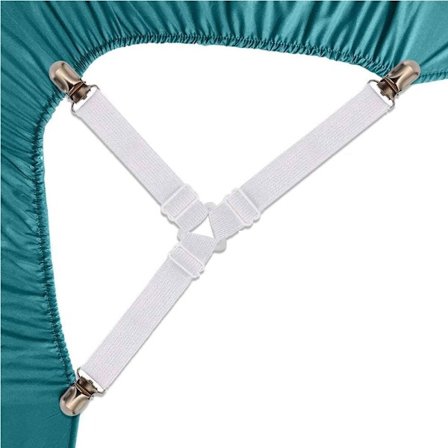 Sengespændebånd 4 stk. Trekantmonteret lagenspænde Elastisk madrasfastgørelse Justerbar lagenspænder Suspender Madrasspændebånd