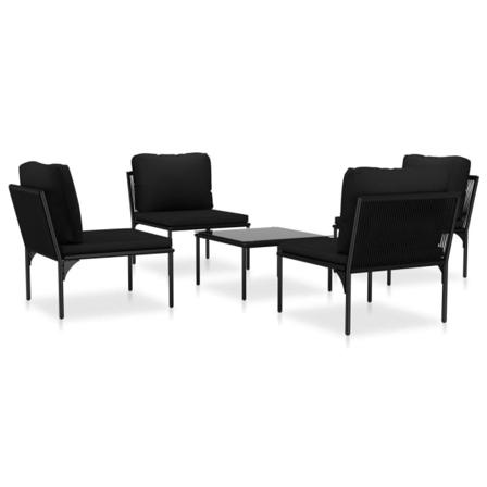 Vidaxl Loungeset För Trädgården Med Dynor 5 Delar Svart Pvc Svart