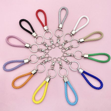 12 st flätade legering läder rep nyckelring fläck godis Col