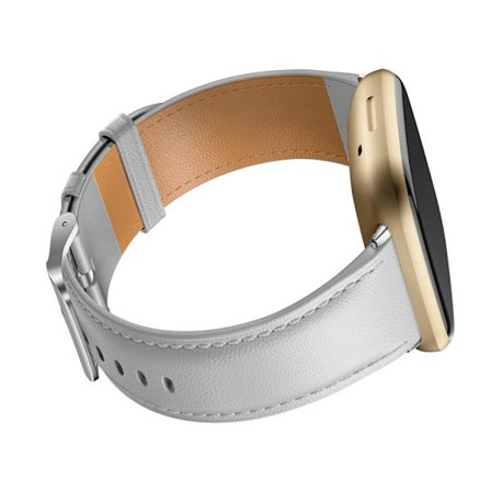 Læderrem Kompatibel med Fitbit Versa 3/Fitbit Sense 2/Sense Rem, Ægte Læder Elegant Udskiftningsrem, Hvid