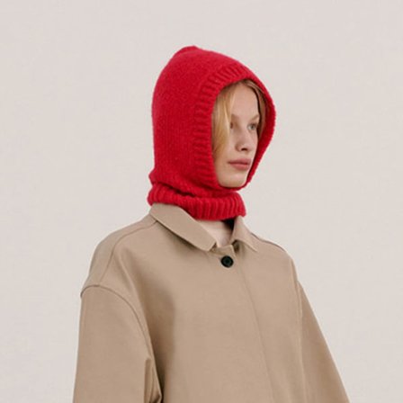 Dame Balaclava Ski Hood lue Vindtett Ansikts Skjerf Snood Vinter Strikket Lue Huer Skimaske Skilue Utendørs for Motorsykkel Ski Sykling Unisex, Rød