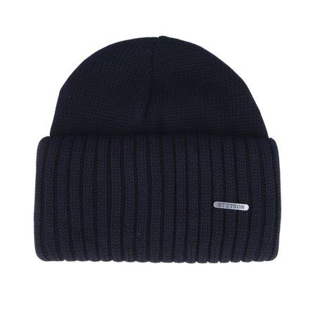 Stetson - Svart cuff Beanie - Merino Wool Black Cuff @ Hatstore
