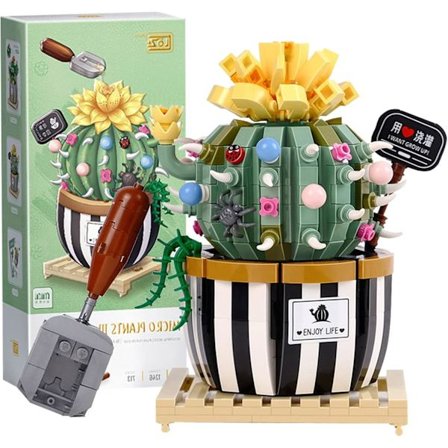 Mini Bulbous Kaktus Bonsai Byggesæt, Kunstige Blomster Buket Plante Konstruktion Byggeklodser Legetøj til Børn Voksne