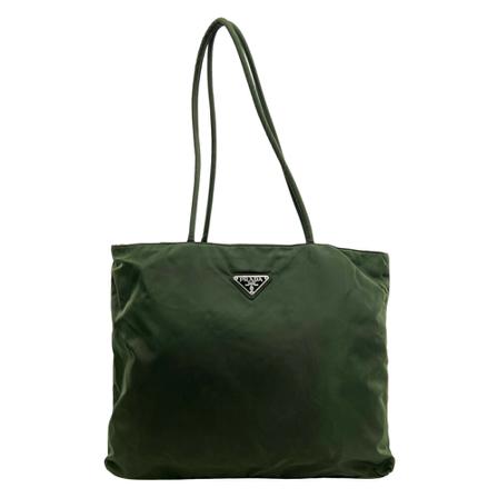 Prada Vintage, Nylon Tote Dark Green Groen, Dames, Maat:ONE Size