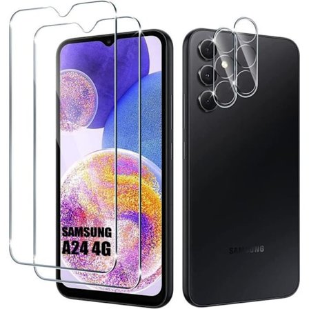 Set med 2 härdade glasögon och 2 kameraskydd för Samsung A24 - BOOLING