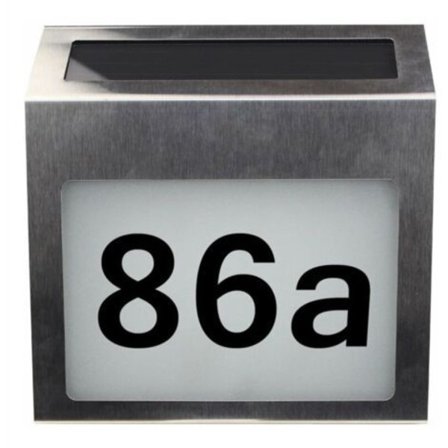 Metall LED-lysplate med husnummer og lyssensor