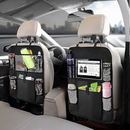 2 stk. Bil Ryglæn Beskyttelse, Store Lommer Og Ipad Tablet Holder, Bilsæde