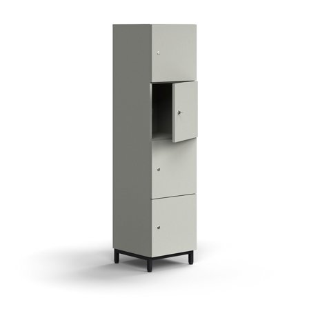 Schließfachschrank QBUS, 1636x400x420 mm, schwarz, hellgrau