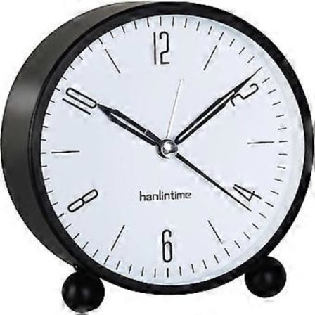 Analoginen herätyskello, ei tikitystä yövalolla, herätyskello, hiljainen, pöytäkello, analoginen, äänetön (musta).