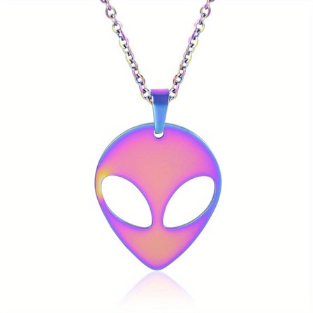 Dame Stainless Steel Alien Vedhæng Halskæde - Minimalistisk Ekstraterrestrisk Smykke med Kæder, Hverdags- og Formel Halskæde til Sci-Fi Fans