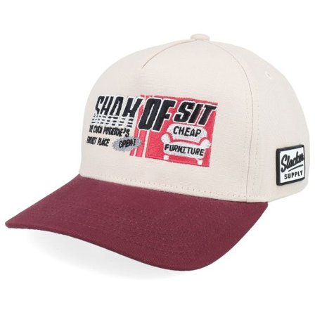 Slacker Supply - Svart adjustable Keps - Shak Of Sit Shop Canvas Beige/Burgundy A-frame Adjustable @ Hatstore