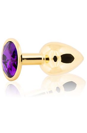 Metal Butt Plug Gold/Purple Small - Woome.pl