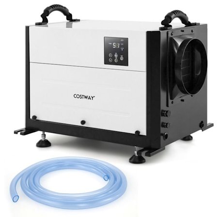Professionell Avfuktare COSTWAY-58,5 L/Dag-3 Lägen-24 Timmars Timer-Fördröjd Start-Upp till 80 m²-Auto Avfrostning-Vit