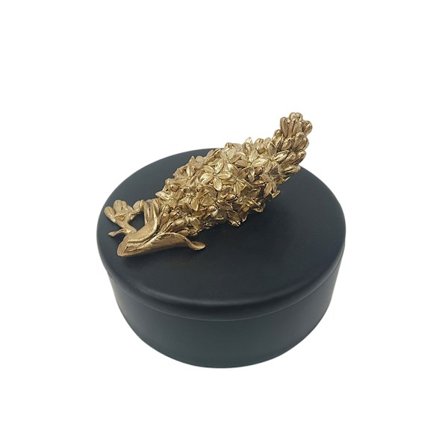 Mustakultainen polyresiinisäilytyslaatikko 12x12x9 cm