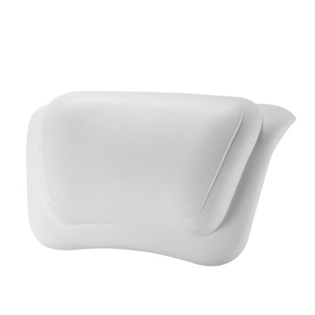 Badepute for badekar - Vanntett og 3D ergonomisk hodestøtte med 2 sterke sugekopper, Sklisikker spa-pute for nakke- og ryggstøtte, (Hvit)