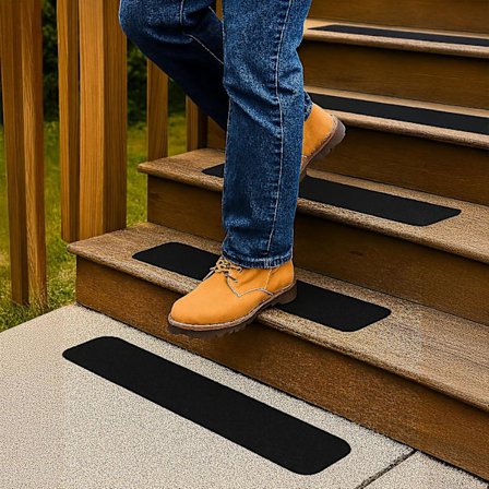 6/12-pack Självhäftande Halkskyddstejp för Trappsteg –10×61 cm | Antihalk för Trappor, Altan & Båt | Vattentålig