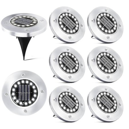 16 LED Solcellelamper Udendørs - 8 Stk. Solcelle Spotlight Have Vandtæt Stolpelampe Til Gangsti Terrasse Underjordisk Gård Indbygget Græsplæne - ya