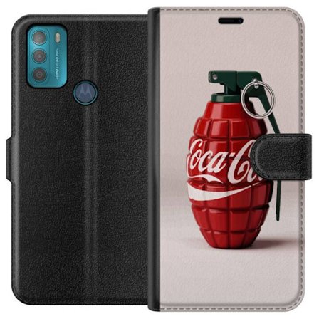 Kompatibel Tegnebogsetui til Motorola Motorola Moto G50 Kunstnerisk illustration af Coca Cola granatæble i rødt og grønt, pop art inspireret motiv