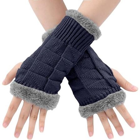 Fingerlösa handskar för kvinnor - Tjocka vintervantar stickade Ar