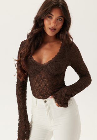 Bubbleroom - V-Neck Lace Top - Kläder