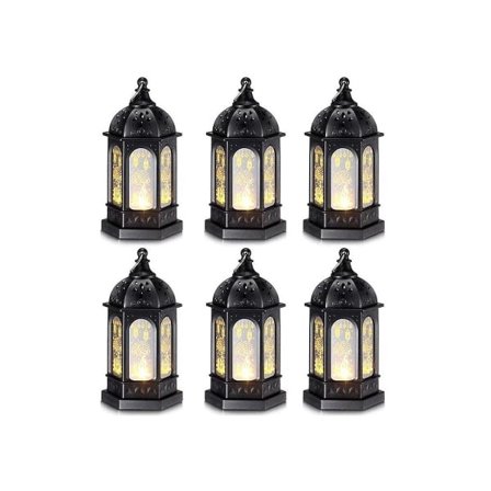 6 stk. Mini Ramadan Candle Mubarak Lantern Led Eid Mubarak Lantern Måne Stjerne Lys Bordpynt
