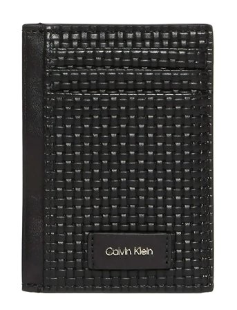 Calvin Klein Embossed Woven N/S Card Case - Black - ONE SIZE