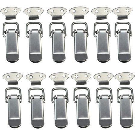 12 st fjäderlås, spaklås, fjäderlås, fjäderlås med krok i rostfritt stål för skåp, låda, låda, skåp
