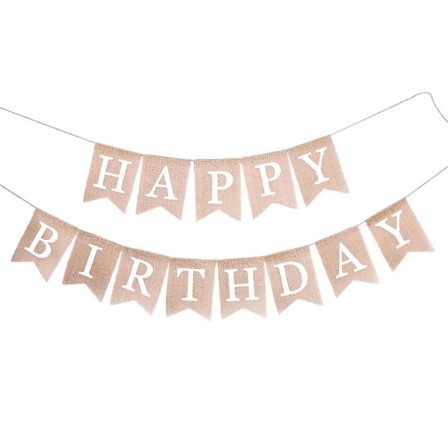 Pellava Hyvää Syntymäpäivää, Juuttikangasviiri, Hyvää Syntymäpäivää Viiri, Syntymäpäiväkoriste Lippu, Viirinauha Syntymäpäiväjuhlien Koristeisiin