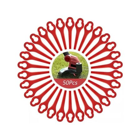 Förpackning med 50 blad kompatibla med Ferrex Aldi Far 20-i grästrimmer, ersättningsblad för Ferrex L95 sladdlös grästrimmer (13×8mm-röd)