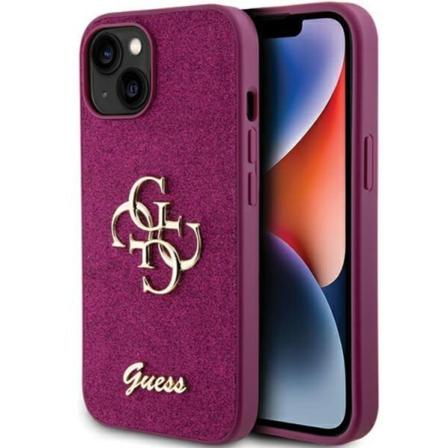 Guess iPhone 15 Mobilskal Glitter Script Big 4G - Lilla