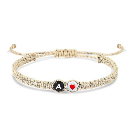 Initial Armband Dam Tjejer Tjejer Flätad Rep Flätad Examen Mors Dag Present Till Mamma Flickvän Fru Justerbar 26 Bokstäver