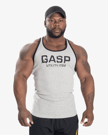 Gasp Ribbed T-Back, Grey Melange