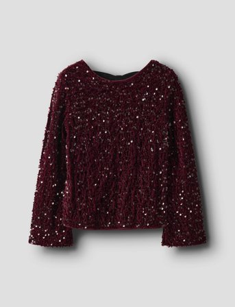 name it Nkfrusitta Ls Bow Blouse - Burgundy - 116