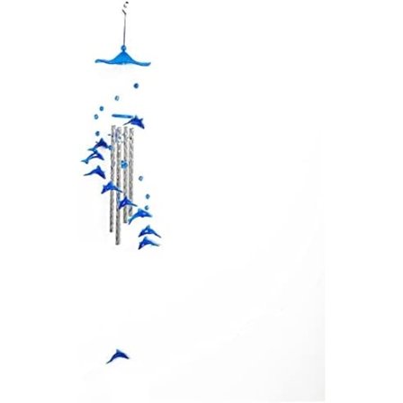 (11,7×24×5cm) Aluminium Vindklokker, Delfin Vindklokker, Blå Metal Vindklokke, til Balkon Havegård Stue