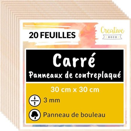 Kreativ Deco Fyrretræ Plywood Paneler | Laserskæring | Naturlig birk 300 x 300 x 3 mm – Sæt af 20
