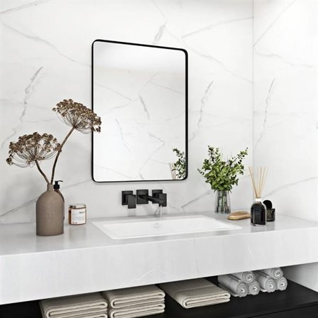 Badeværelsesspejl 76,5x56 cm med brudsikkert glas – Sølv