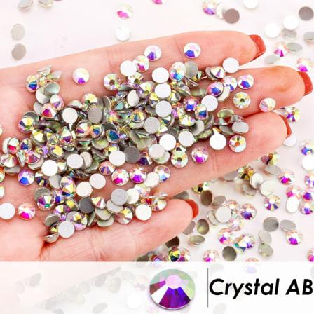 1440 stk 2 mm gjør-det-selv-perler Rhinestone Flat Back Bead Charm Rhineston Crystal AB