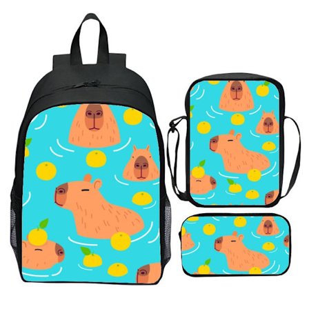 Kapi Bara 3-delt Sett Skolesekk Tegneserie Student Ryggsekk Portefølje Penal-03