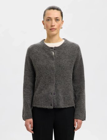 Selected Slflulu New Ls Knit Cardigan Noos - Grey - M